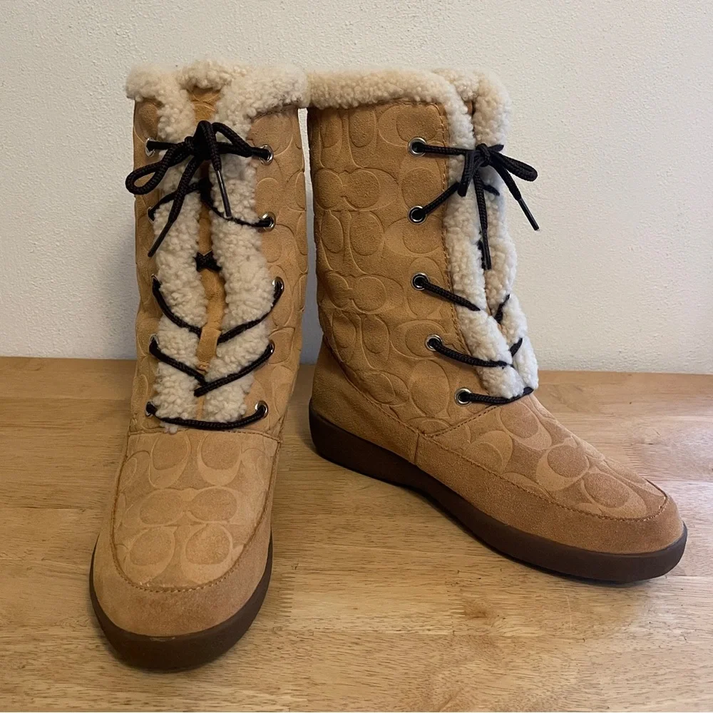 Coach Shearling Tuesday Suede Boots Size 7